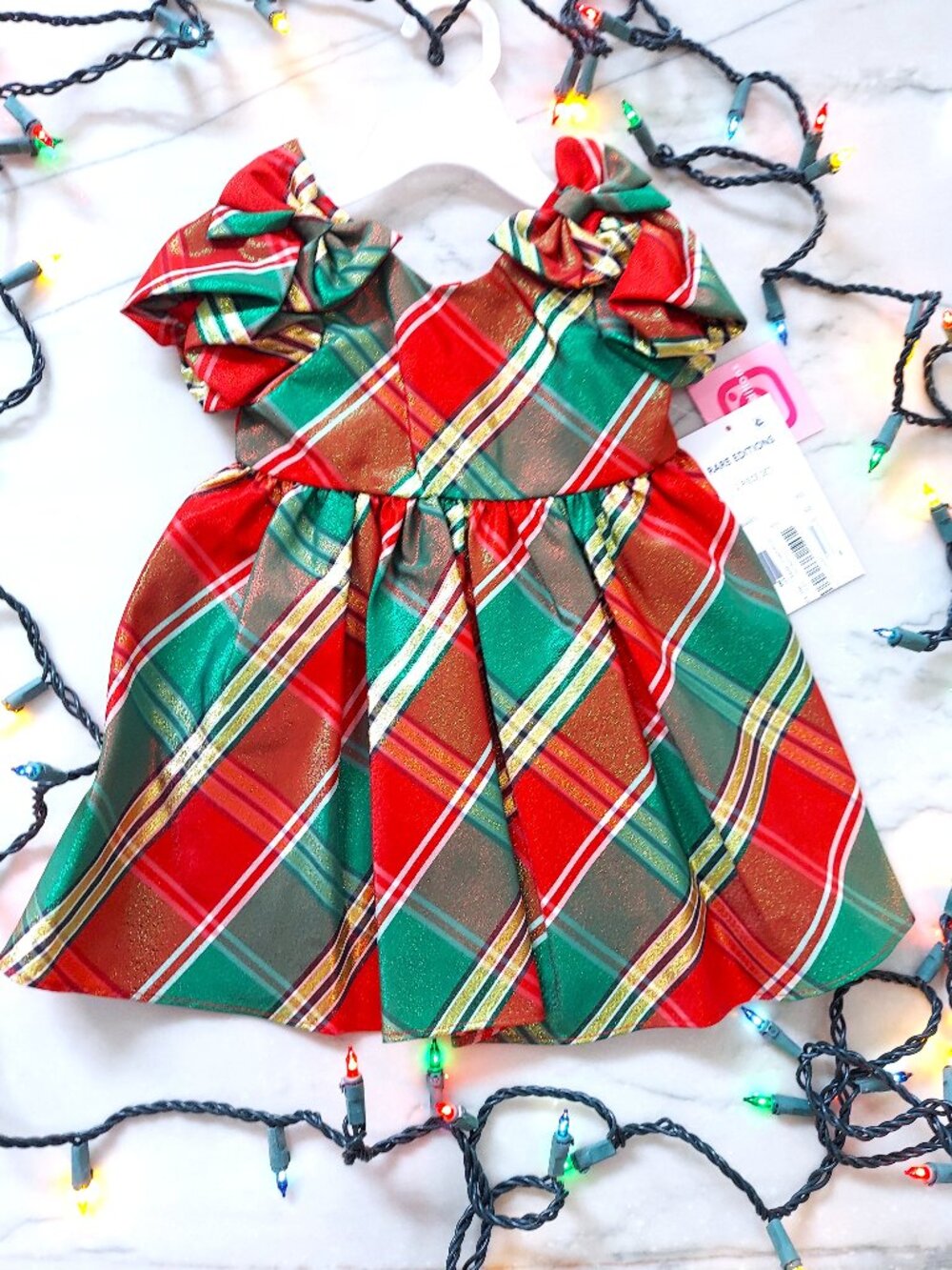 Pretty! Rare Editions Girls Holiday Dress Metallic Plaid 6-9 months 2pc NWT